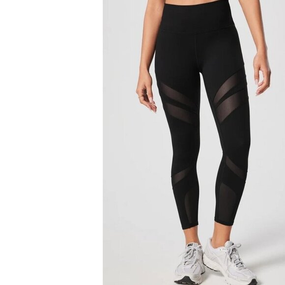 Fabletic Black Powerhold High Waist Mesh Active Leggings - Picture 1 of 11